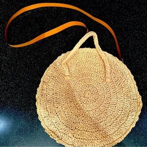 H&M Tan Raffia Woven Round Bag